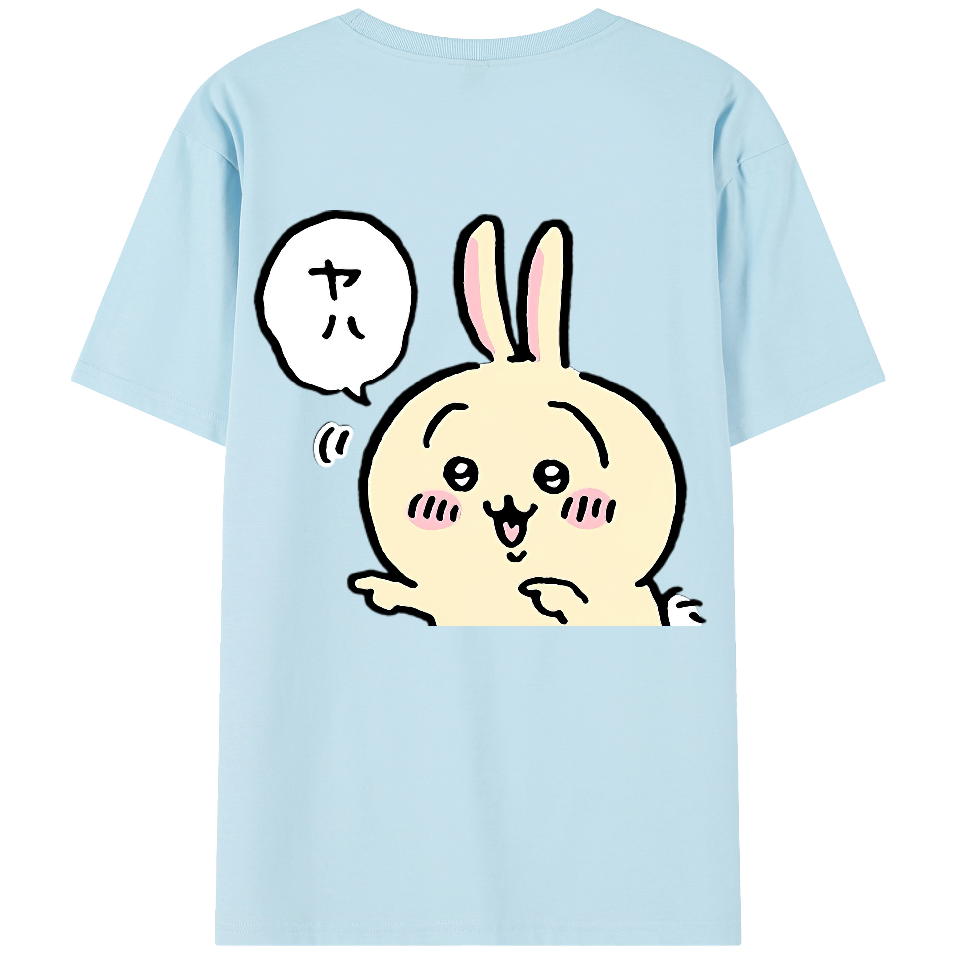 （画像用） ちいかわ うさぎ Chii-kawa usagi 綿100％半袖Tシャツ（背面プリント）